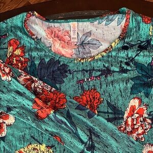 LuLaRoe Teal Floral Women's Blouse